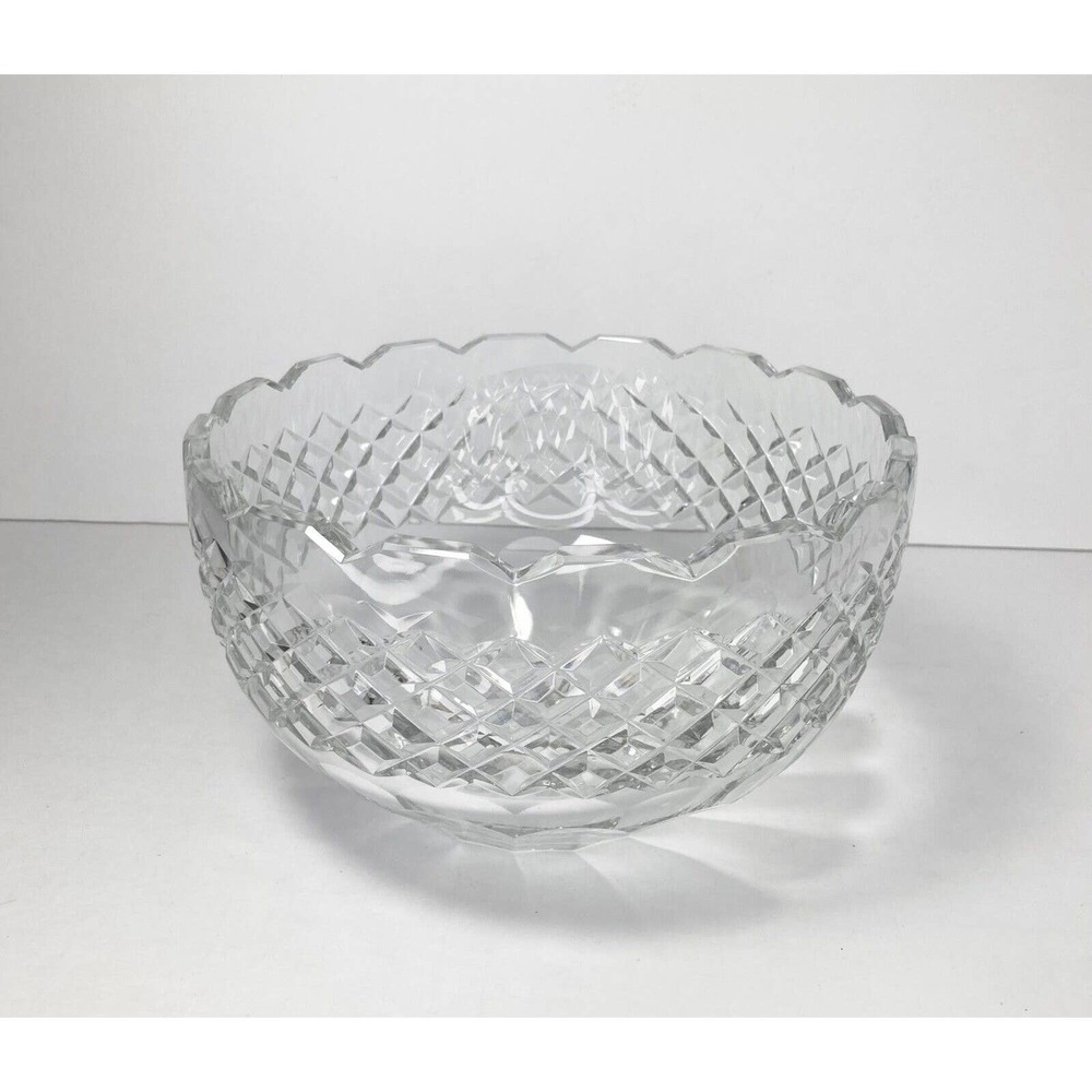 Vintage Cut-to Clear Large/Heavy Crystal Round Serving/Centerpiece Bowl, 8 1/2”